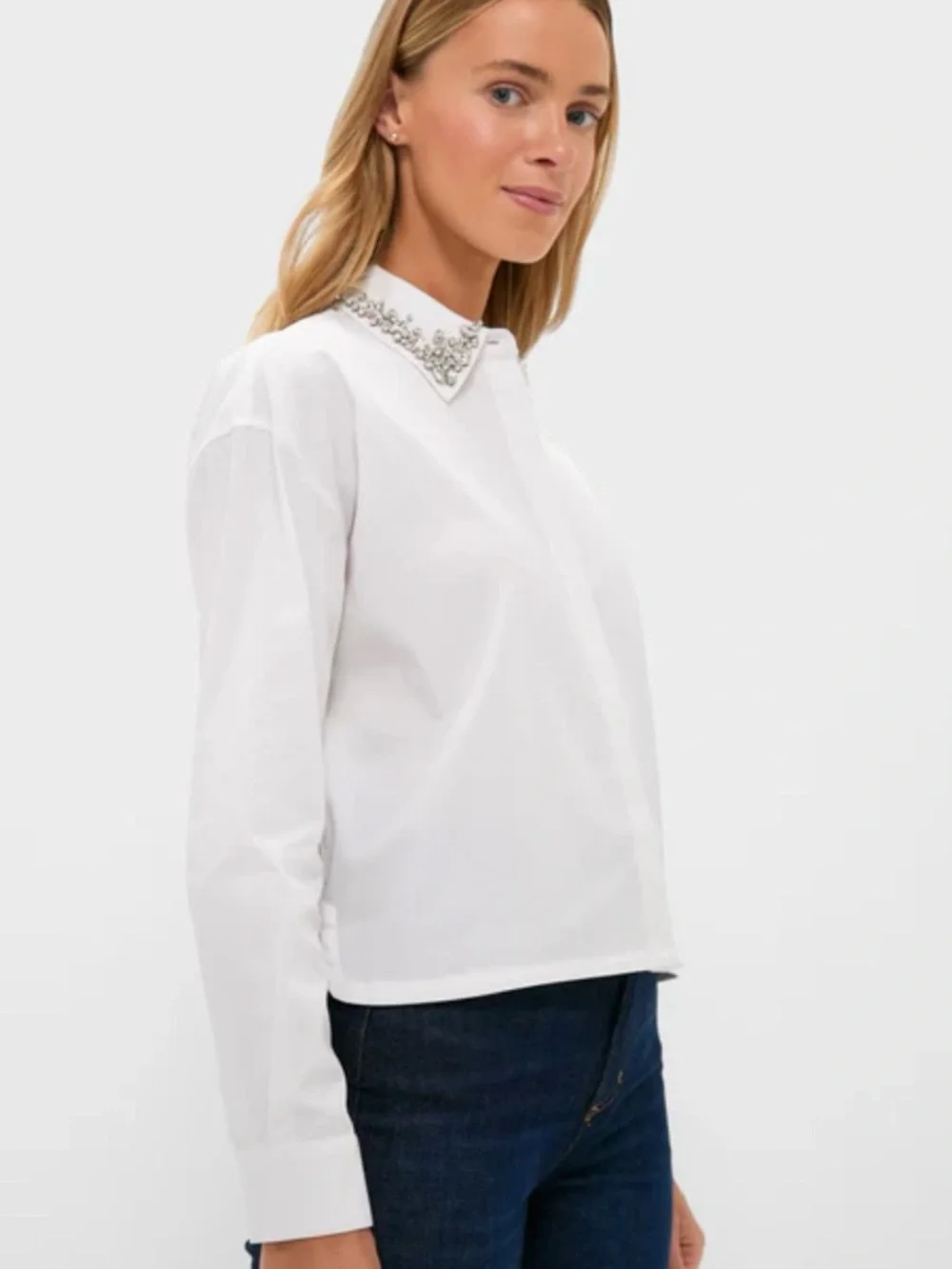 Tuckernuck White Button-Down with Jeweled Collar - Picture 2 of 9